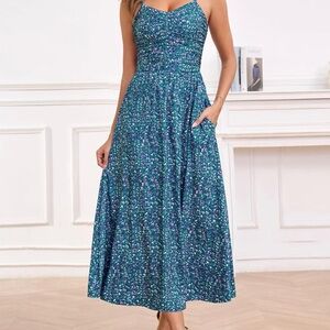 NWT Floral Blue Maxi Dress